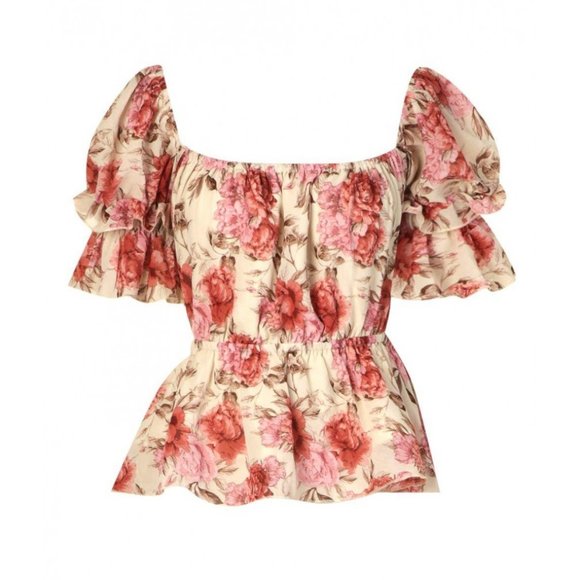 Boohoo Tops Woven Floral Open Back Peplum Top In Pink Poshmark